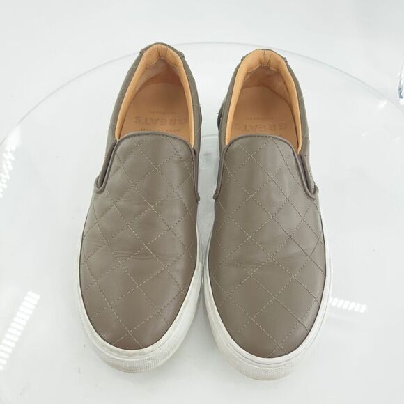 GREATS Womens Brooklyn Sneaker Size 8.5 Gray Quilted Leather Slip on Loafer Shoe - Picture 4 of 15